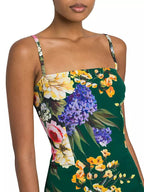 Flowering Girl Women floral print sheath midi dress in green