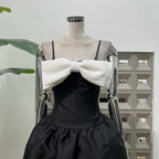 Flowering Girl Women Bow-Detail Taffeta Midi Dress in black