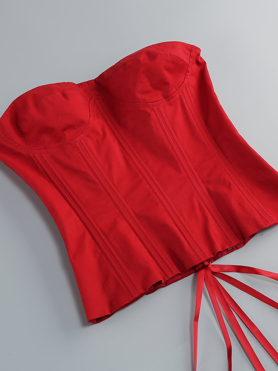 Flowering Girl Women CLEGG RED CORSET FLOWER TWO-PIECE SET