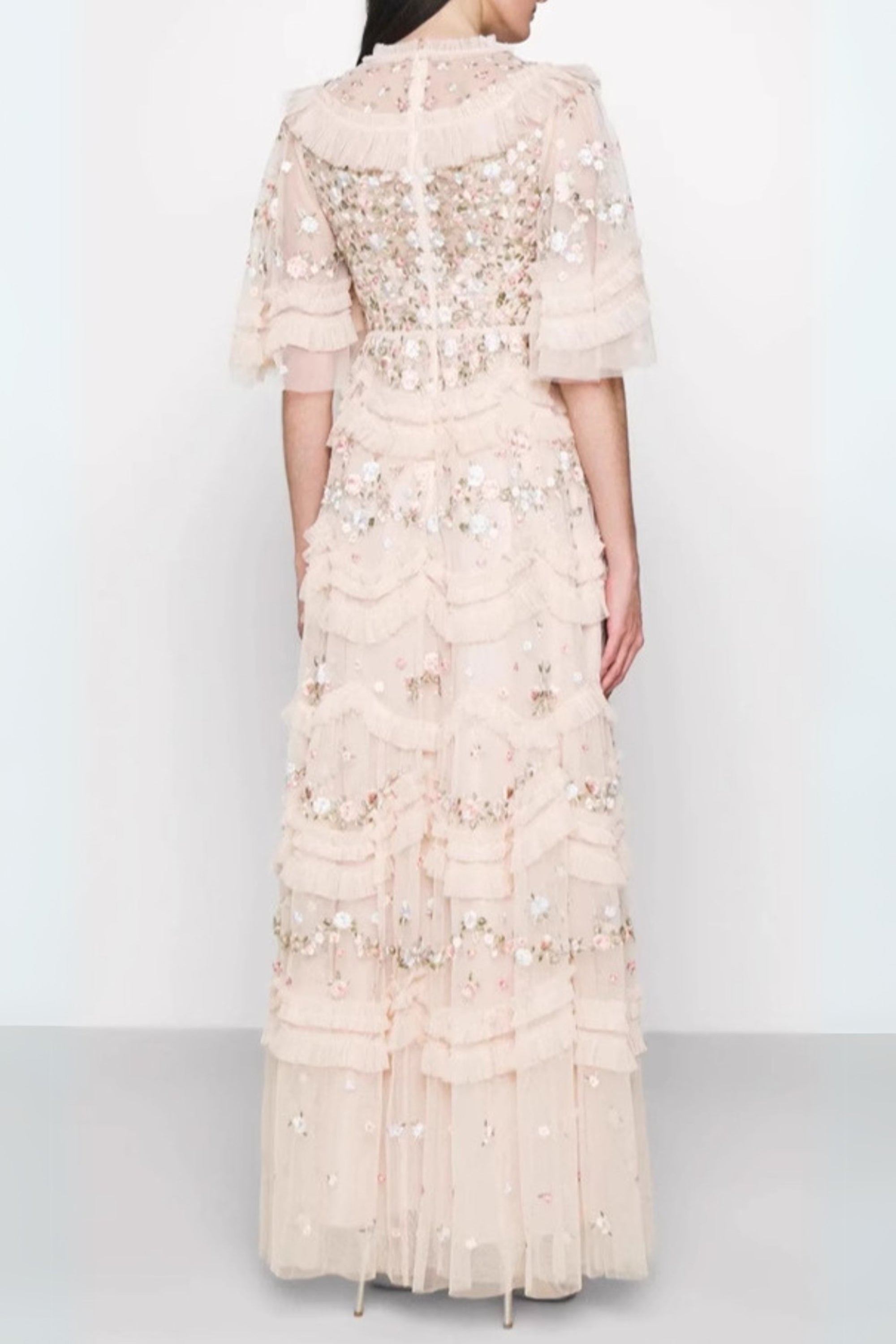 Flowering Girl Women Lalabelle Tulle Floral Gown In Apricot