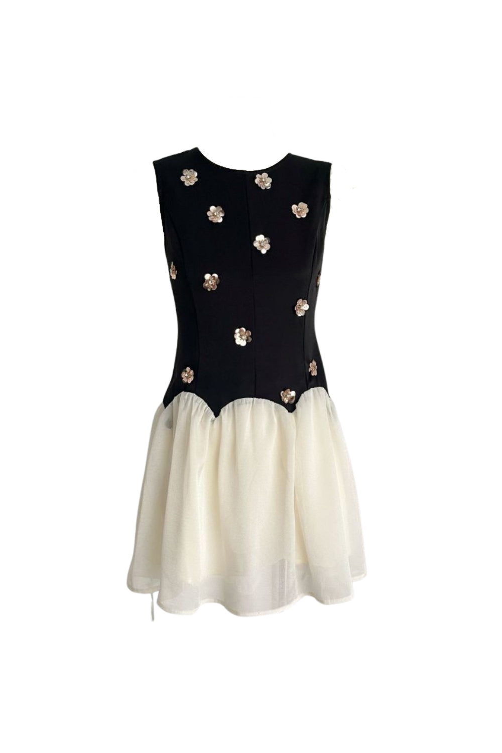 Flowering Girl Women Stereoscopic Flower sleeveless mesh mini dress