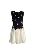 Flowering Girl Women Stereoscopic Flower sleeveless mesh mini dress
