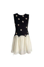 Flowering Girl Women Stereoscopic Flower sleeveless mesh mini dress