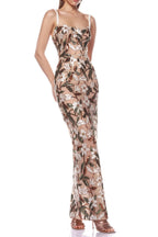 Flowering Girl Women Carsen Strappy Flower Embroidery Maxi Dress