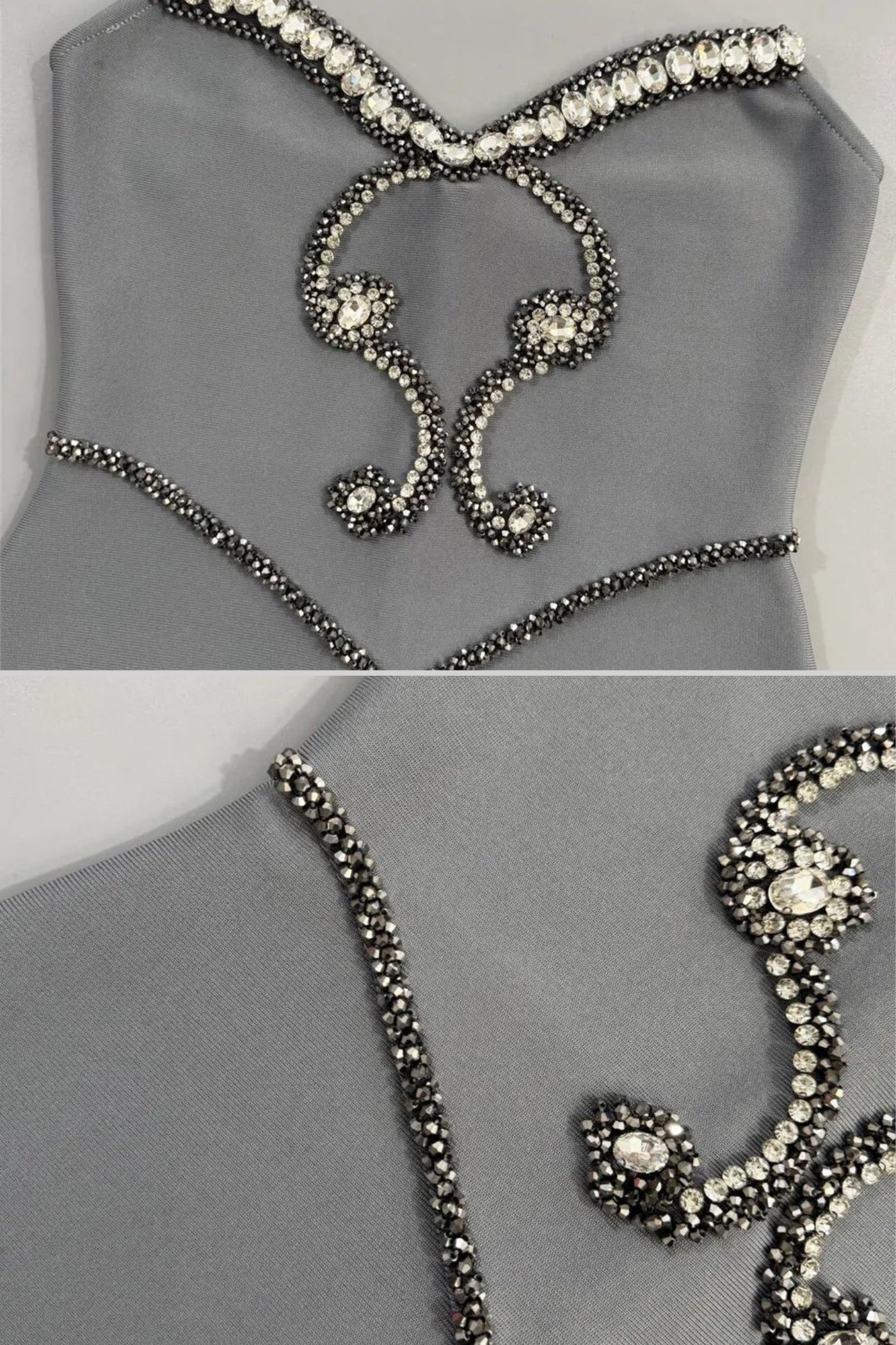 alyssa Gray Crystal Embellished Strapless Gown with Choker