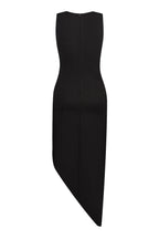 Flowering Girl Women Crystal Rose Detailed High-Slit Black Dress