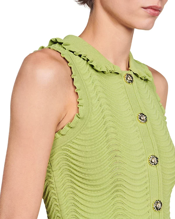 Flowering Girl Women Lina Sleeveless Textured Knit Top in Olive Green