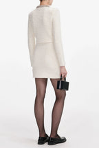 Flowering Girl Women Alisa Diamond-Embellished Tweed Cardigan Skirt Set In White