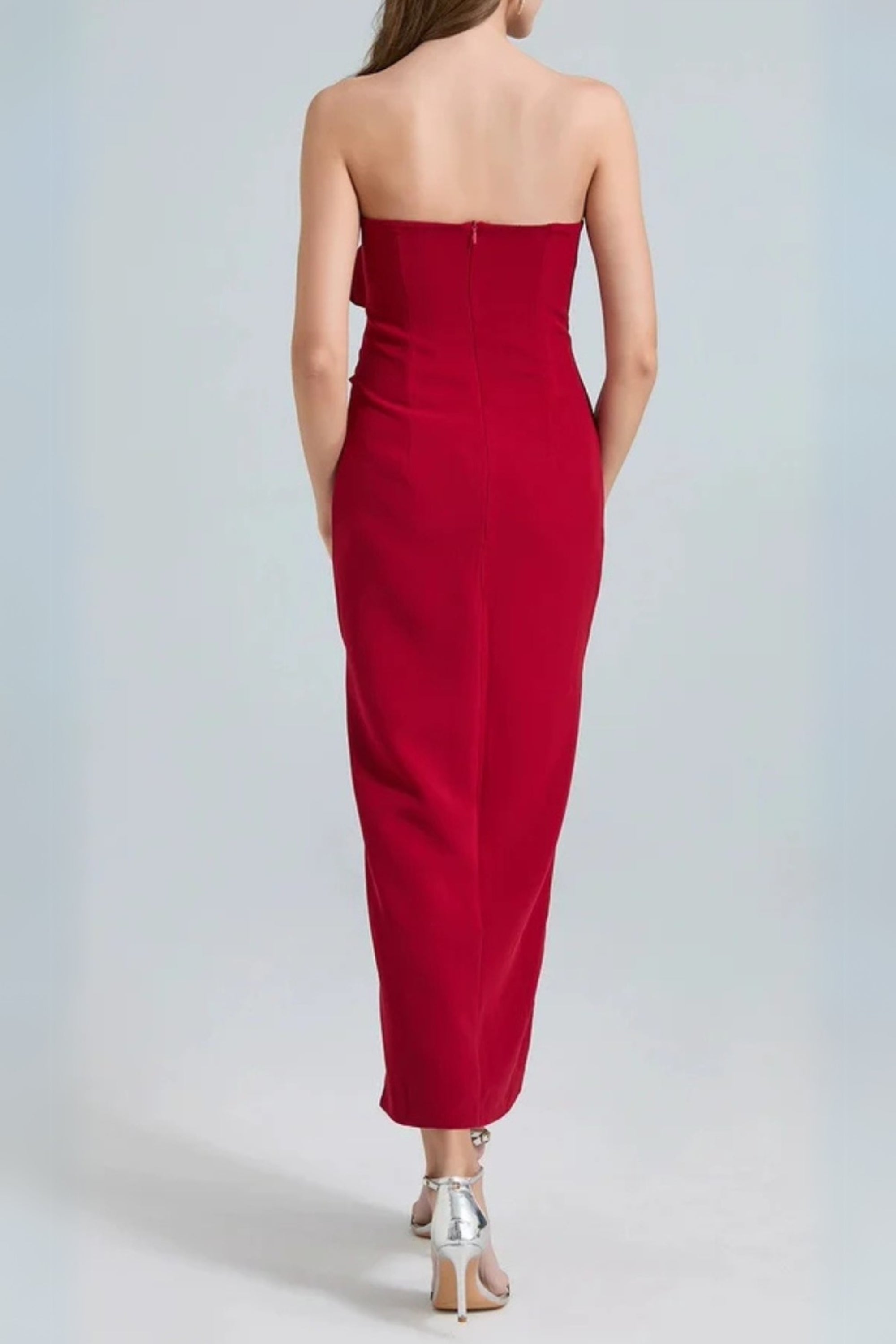 Flowering Girl Women Michelle 3d Flower Strapless Midi Dress In Red