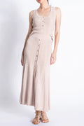 Eartha Sleeveless Knitted Dress Top Skirt Set In Apricot