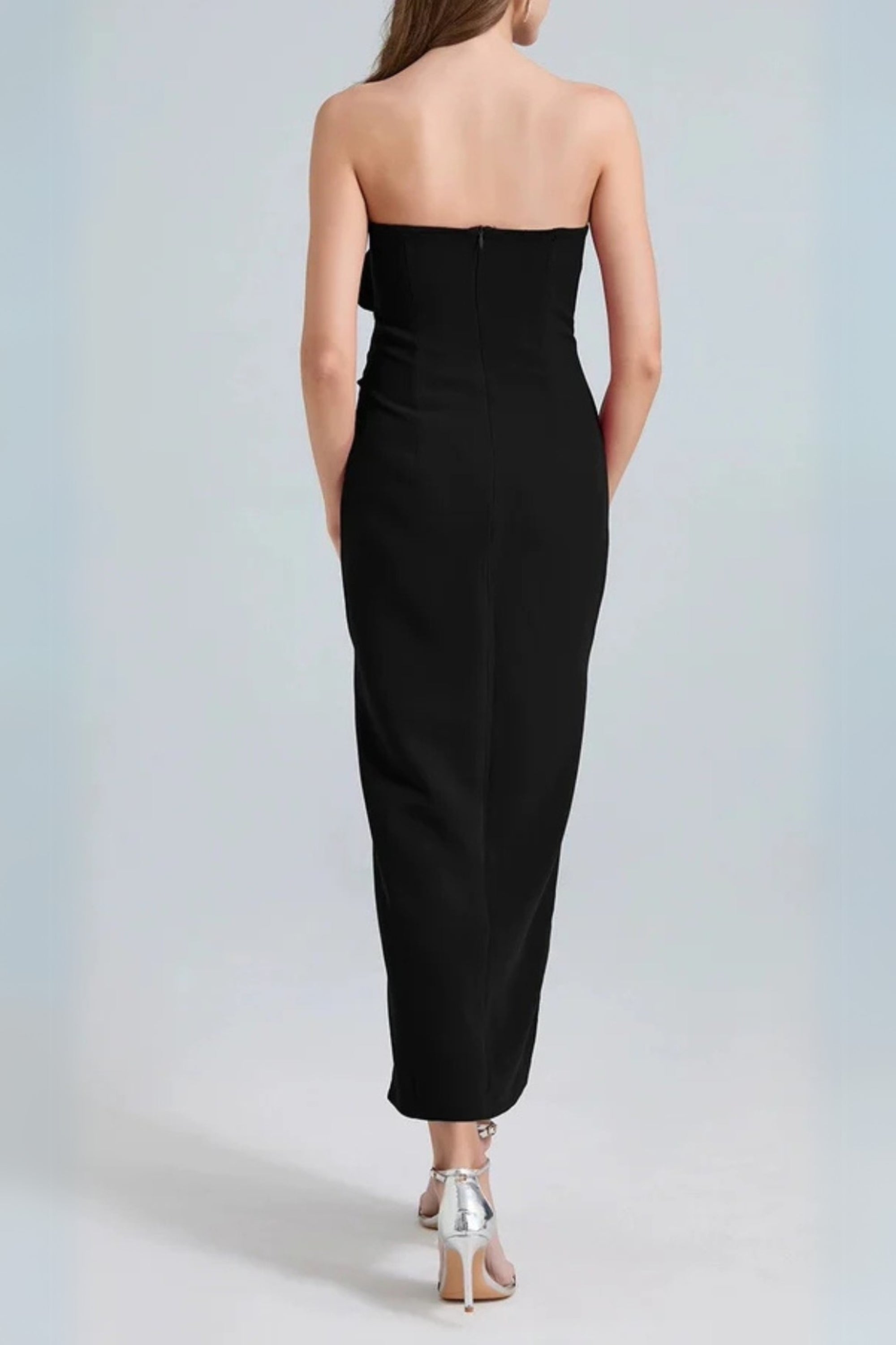 Flowering Girl Women Michelle 3d Flower Strapless Midi Dress In Black