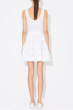 Flowering Girl Women Ribbed Pointelle Knit Mini Dress In White