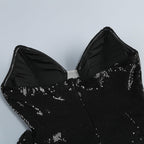Flowering Girl Women vivien off-shoulder sequin prom maxi dress in black