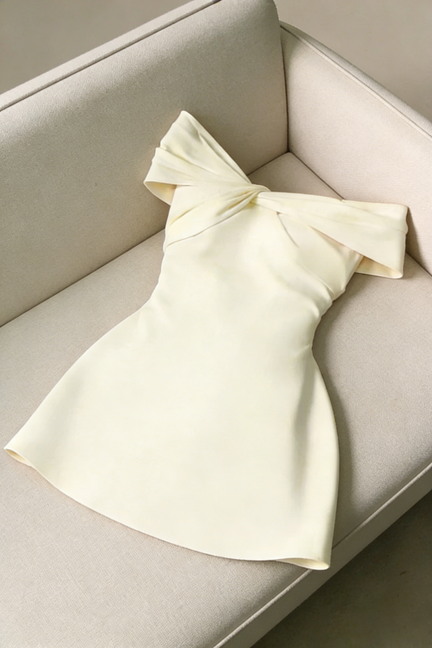Off-The-Shoulder Twisted Front Mini Dress