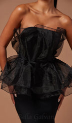Flowering Girl Women cedrica strapless mesh maxi bandage dress in black