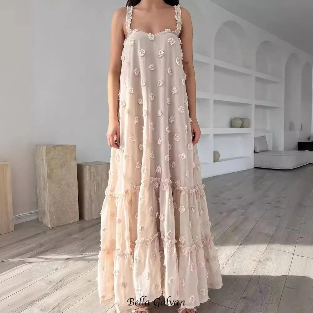 annabelle Jacquard strap maxi dress in apricot