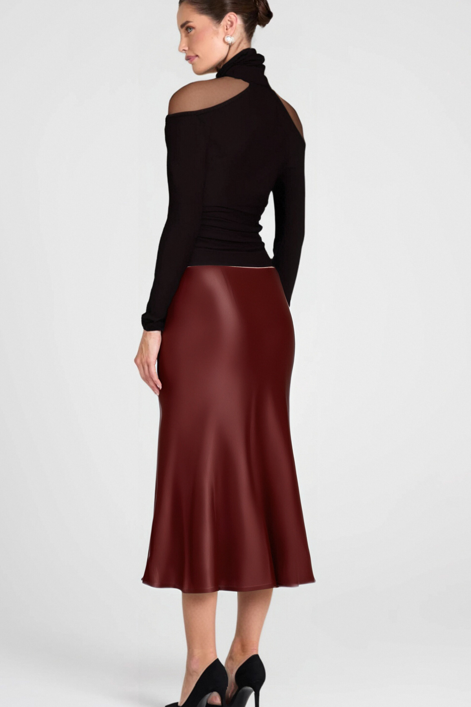 Odette Black Ruched Stretch-Jersey Top