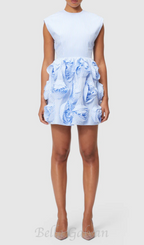 Flowering Girl Women xaviera rose applique mini dress in blue