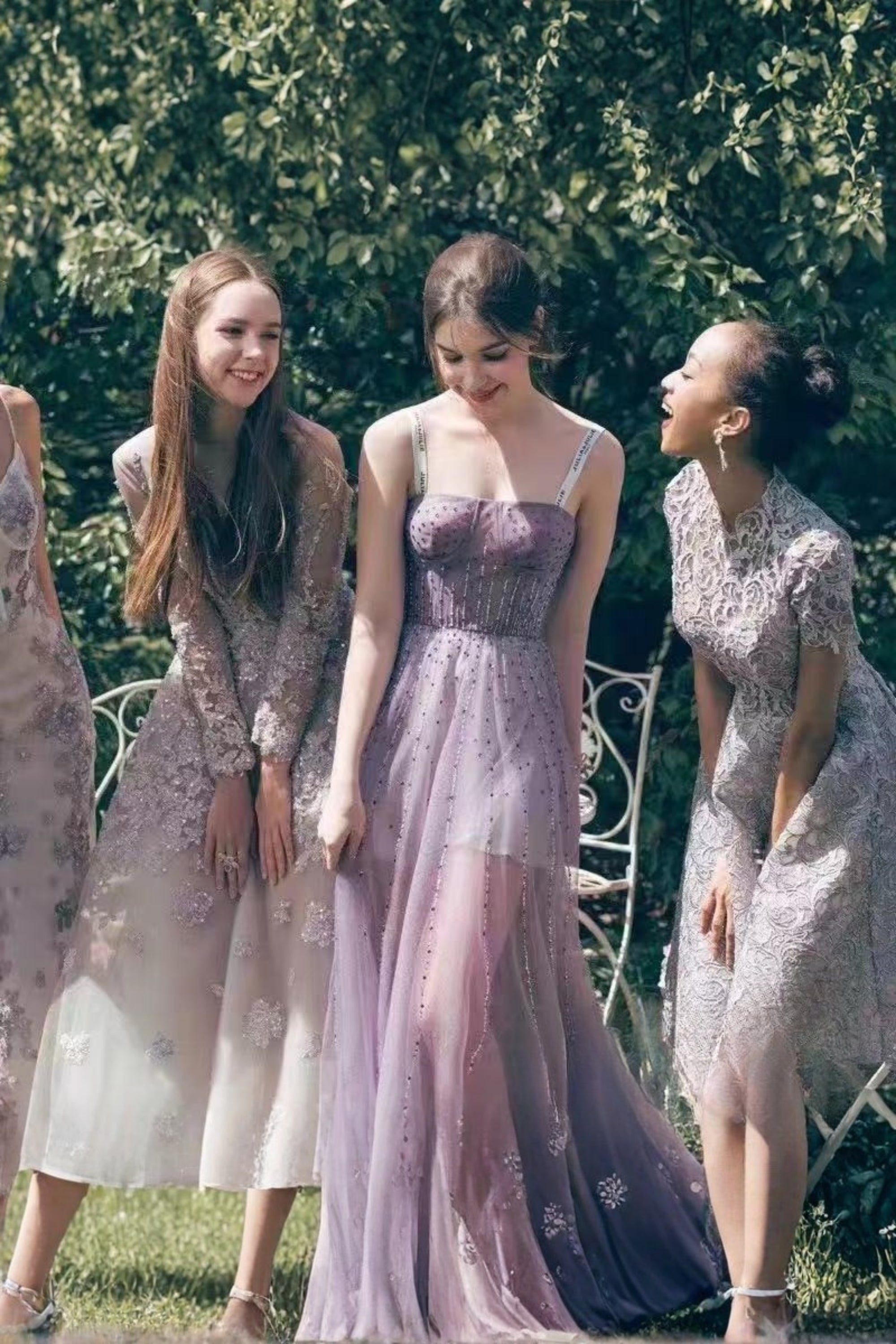 embellished tulle corset maxi dress in purple