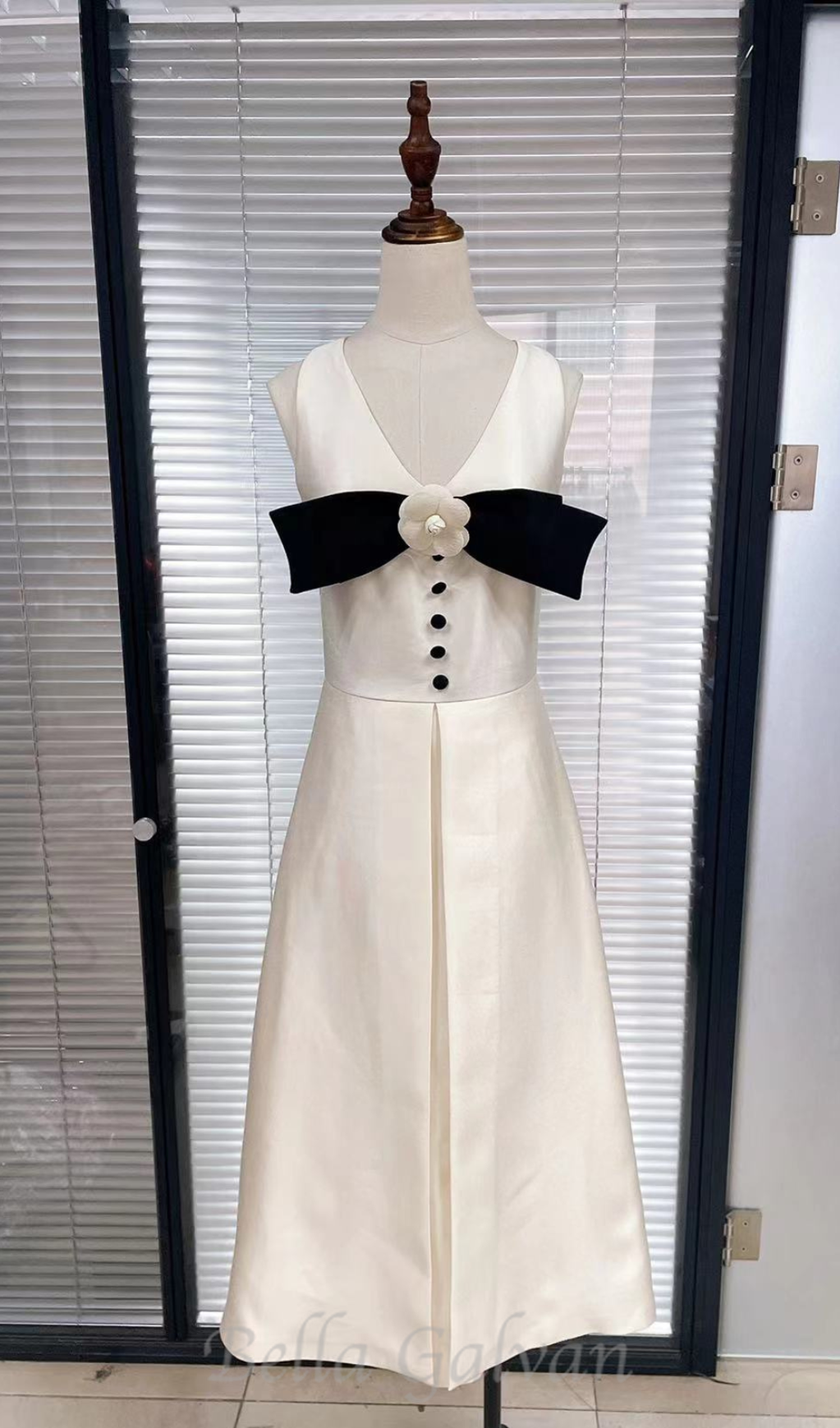 Flowering Girl Women flower embellished bow midi dress in white