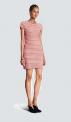 Flowering Girl Women Béatrice pink fringe knitted mini dress