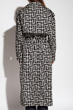 Flowering Girl Women black monogrammed trench coat