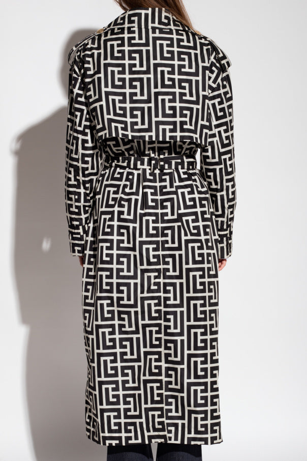 Flowering Girl Women black monogrammed trench coat