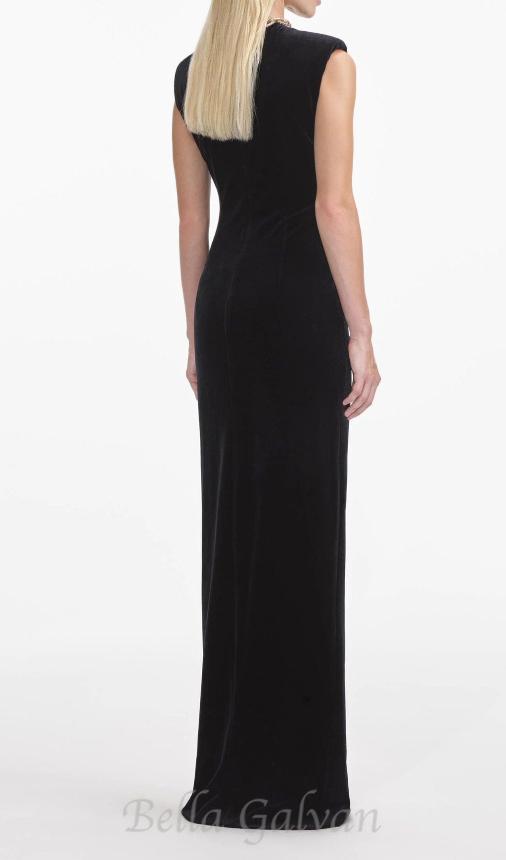 Flowering Girl Women velvet crystal embellished maxi dress in black