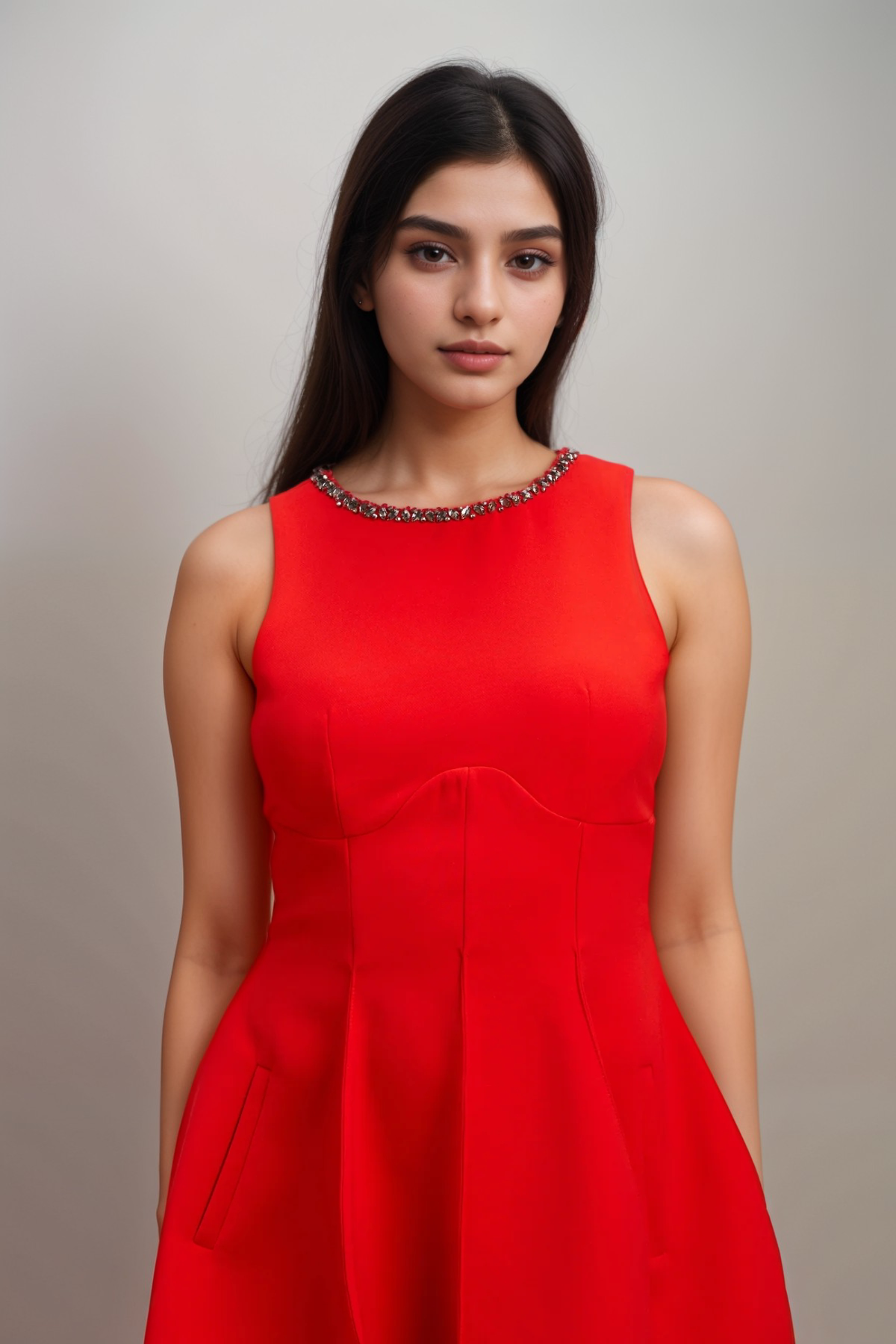 Flowering Girl Women Katie Red Crystal-Embellished Puff Mini Dress