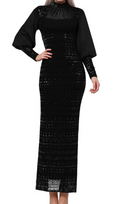 Flowering Girl Women beatrice sequin long sleeve maxi dress in black