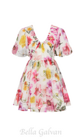 Flowering Girl Women vanessa puff sleeve collage fleur mini dress