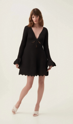 Flowering Girl Women Laura black cut-out knit mini dress