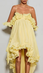 Euleta Spaghetti Ruffle Asymmetric Dress