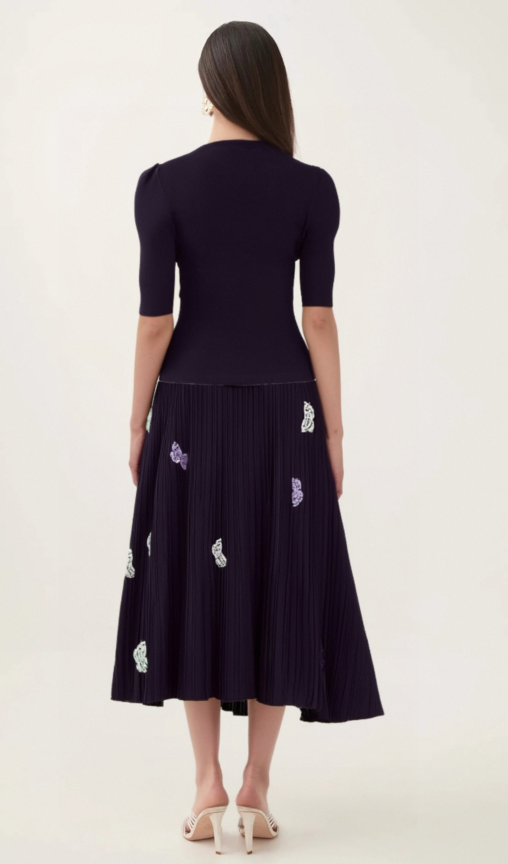Flowering Girl Women Delphine butterfly ribbed-knit top & skirt matching set
