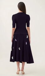 Flowering Girl Women Delphine butterfly ribbed-knit top & skirt matching set