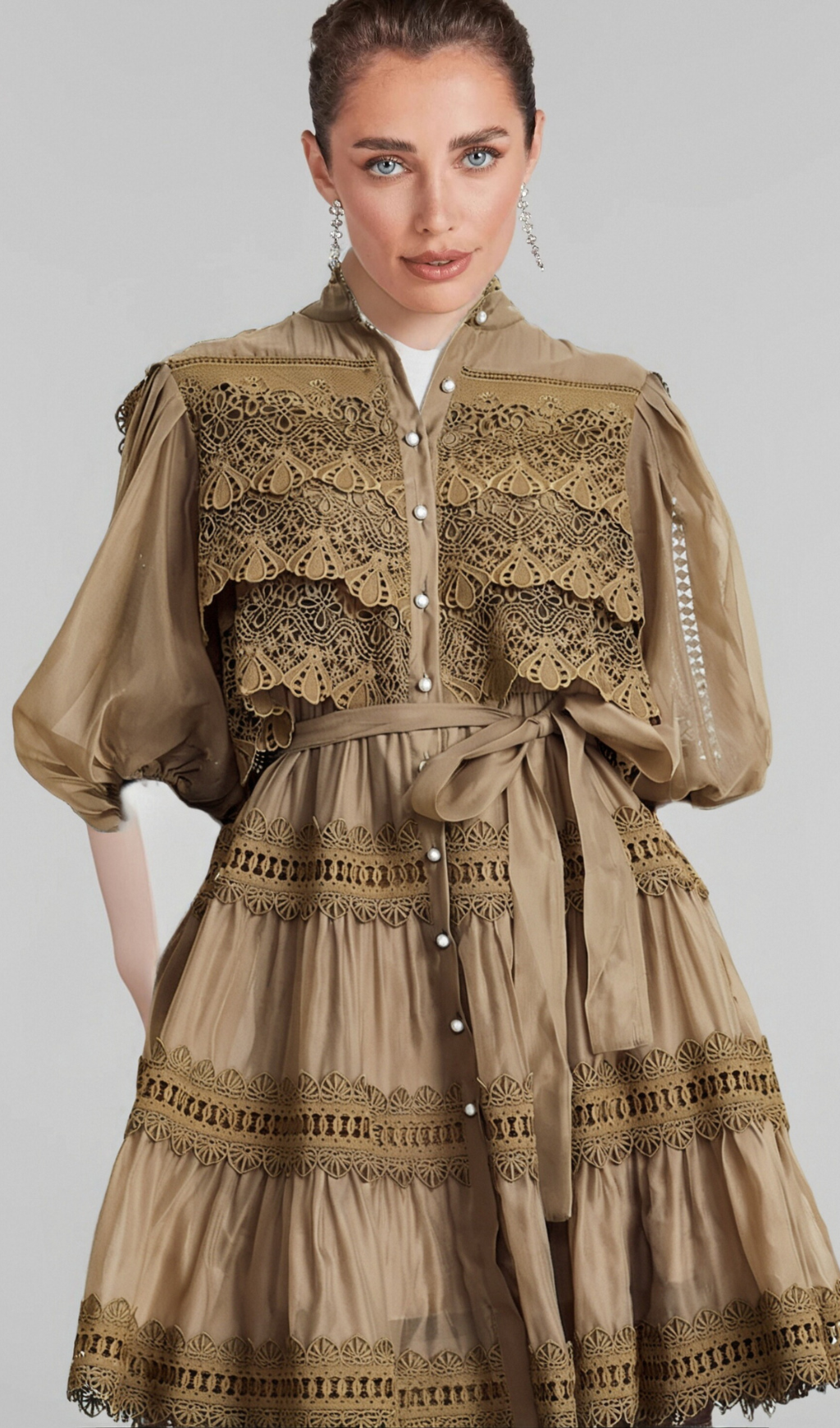 Flowering Girl Women Inès lace cut-out layered mini dress
