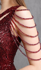 Flowering Girl Women Red Cutout Sequin Maxi Dress