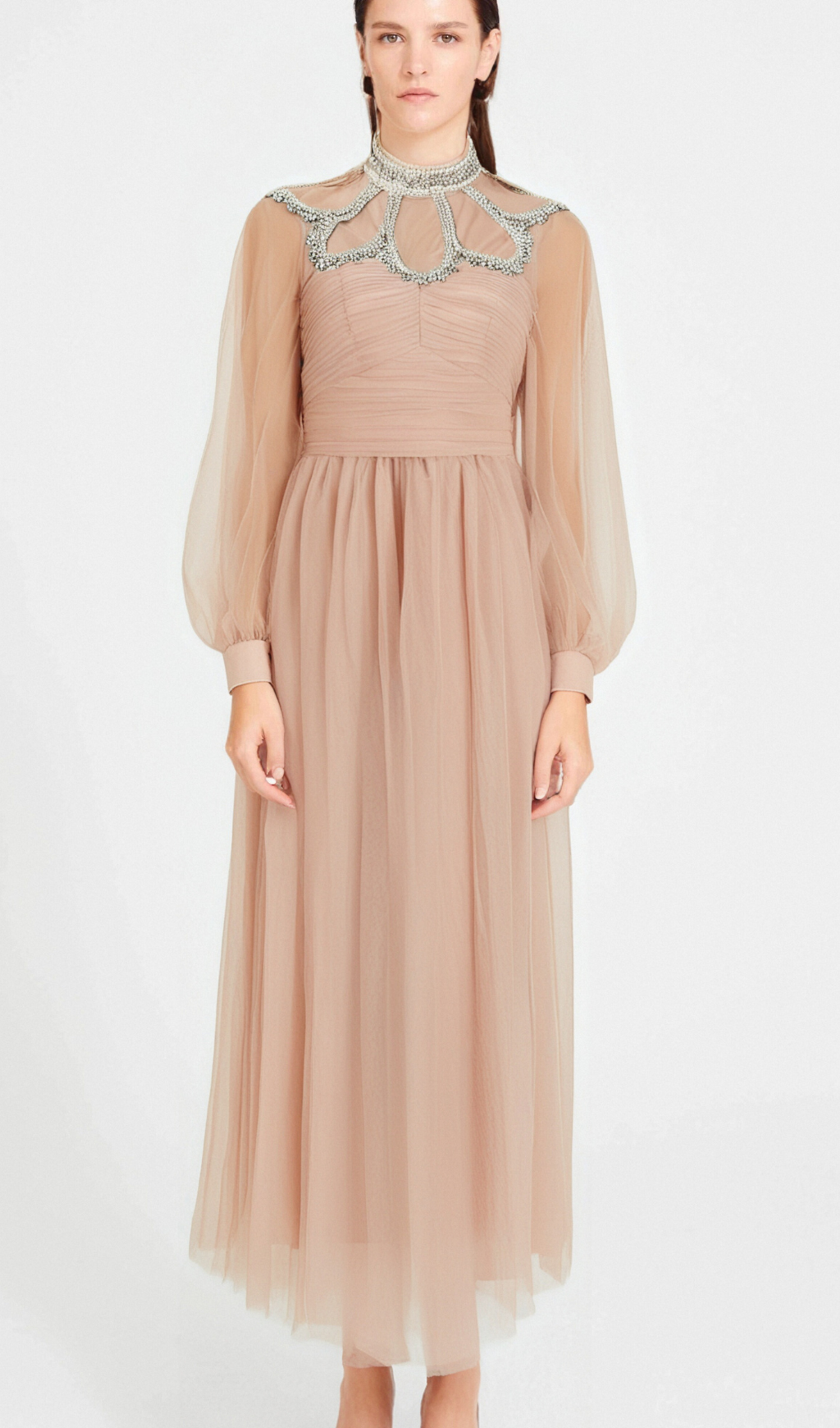 Flowering Girl Women Calixte pink embellished tulle midi dress
