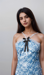 Flowering Girl Women Victoire blue halterneck sequined mini dress