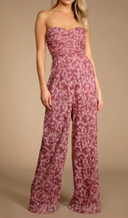 Flowering Girl Women Organza Ruched Strapless Wide-Leg Jumpsuit