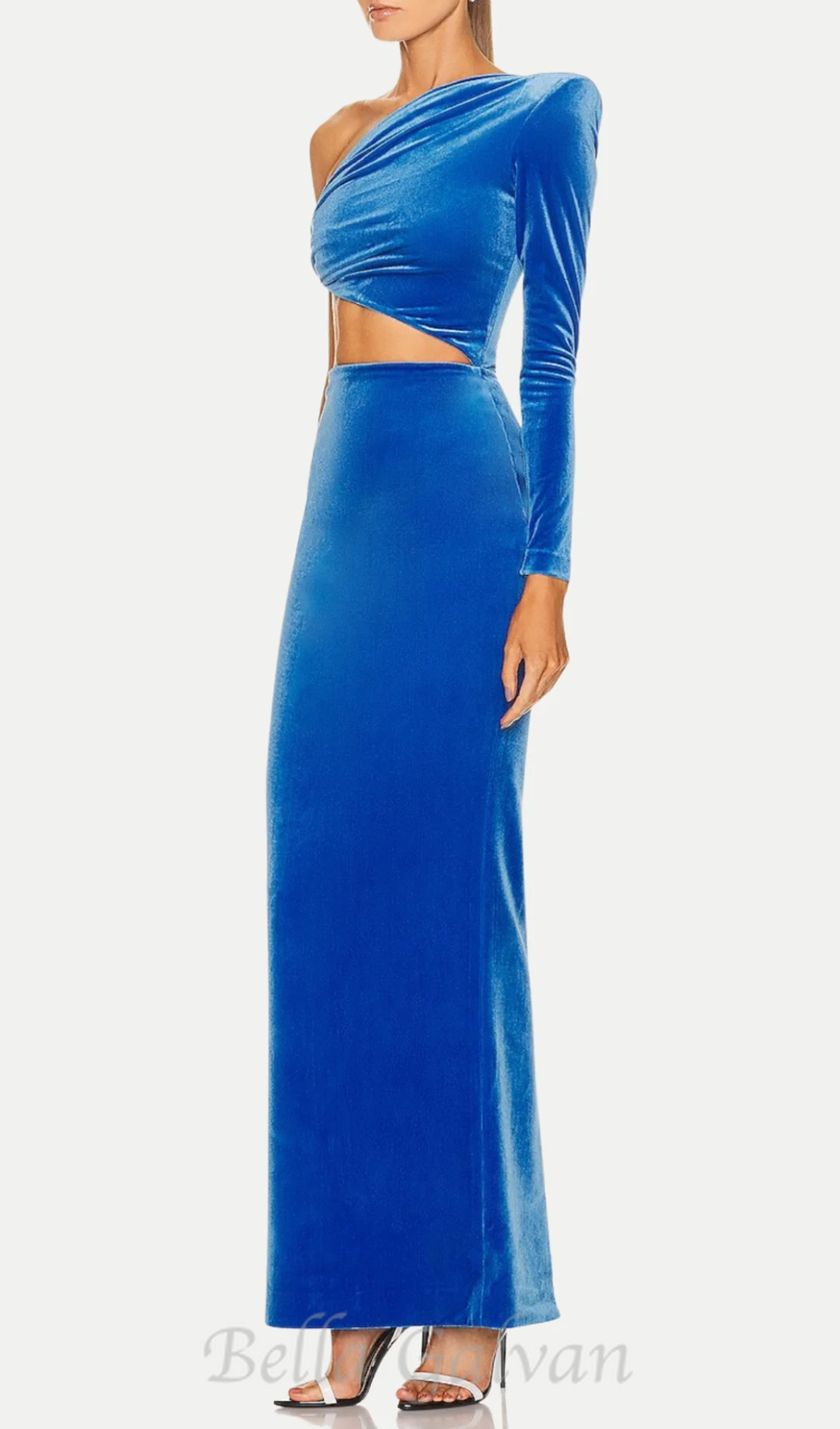 Flowering Girl Women Gianni One Shoulder Velvet Cutout Maxi Dress