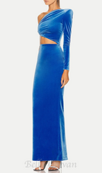 Flowering Girl Women Gianni One Shoulder Velvet Cutout Maxi Dress