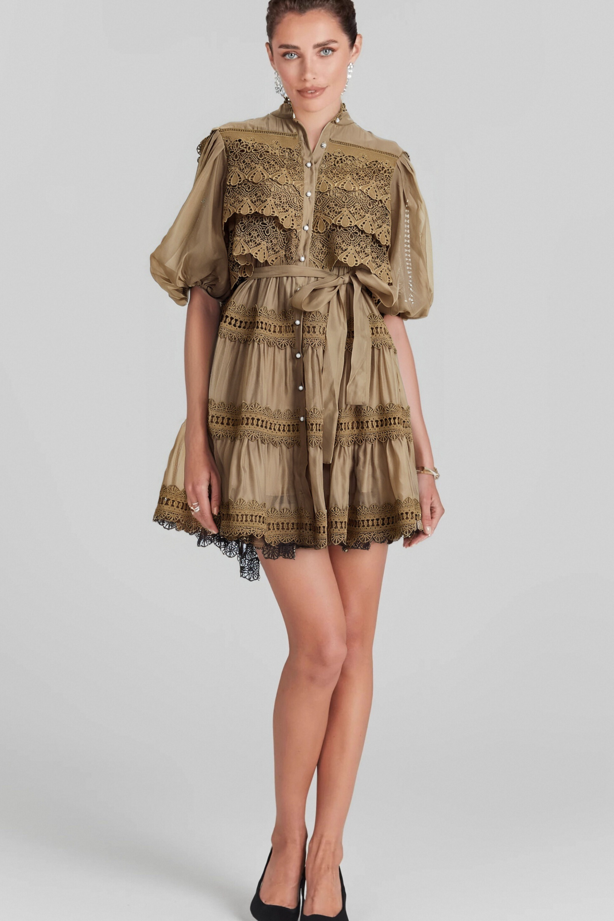 Flowering Girl Women Inès Lace Cut-Out Layered Mini Dress