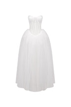 Flowering Girl Women Strapless Corset A Line Maxi Dress White