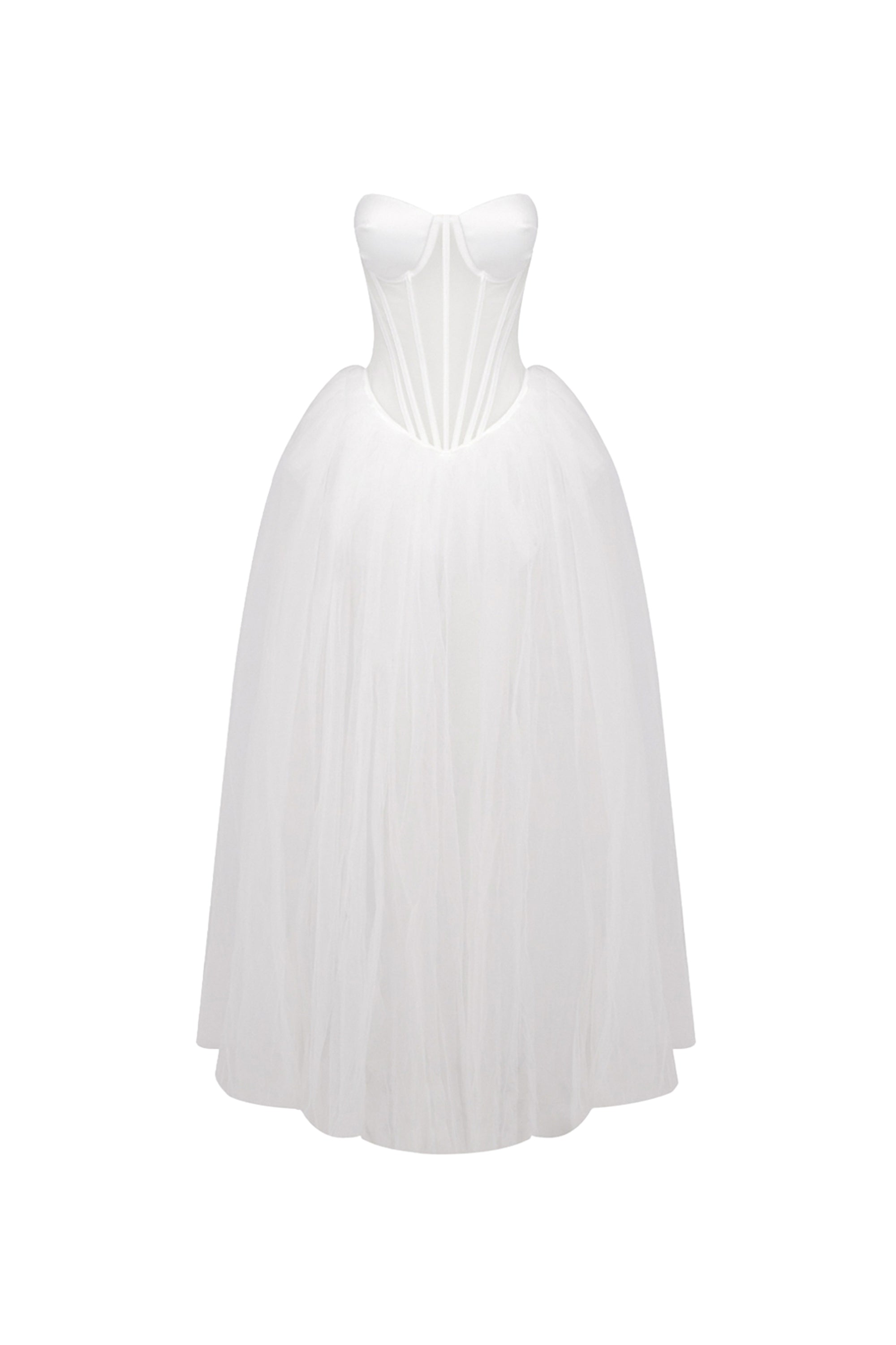 Flowering Girl Women Strapless Corset A Line Maxi Dress White