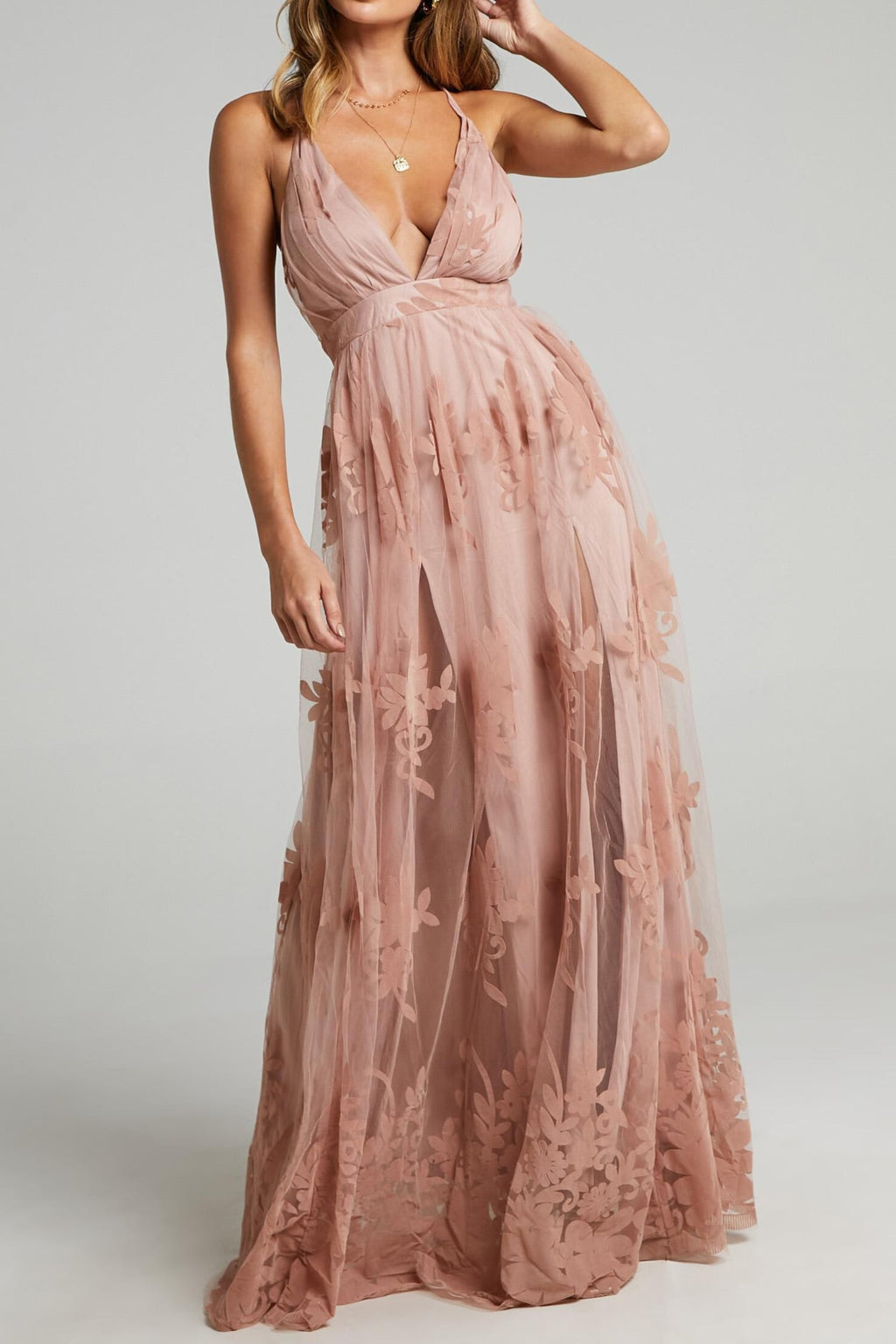 Flowering Girl Women Promenade Maxi Dress In Blush