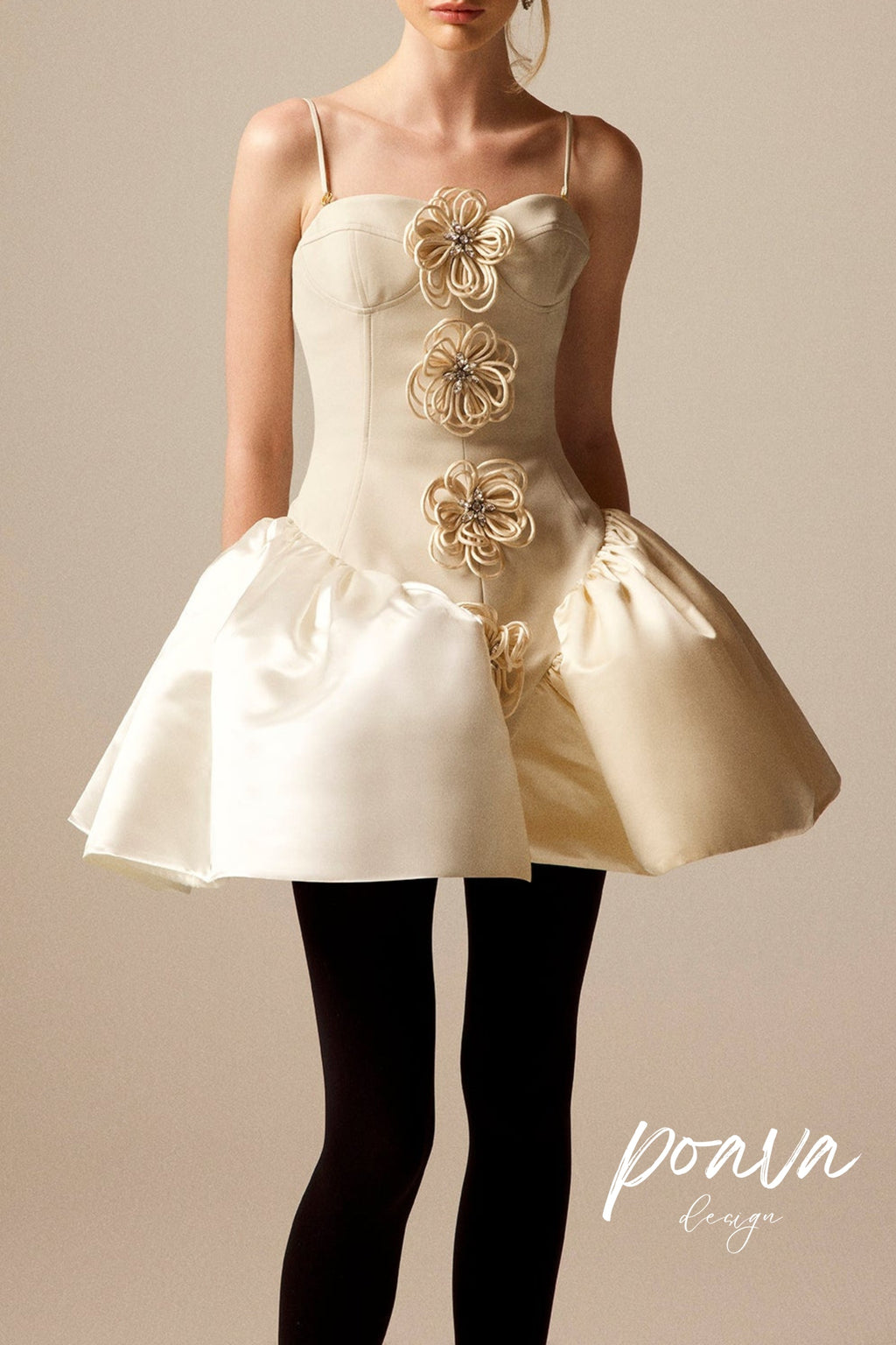 Flowering Girl Women Flora Cyclone Embellished Knit-Satin Bustier Mini Dress