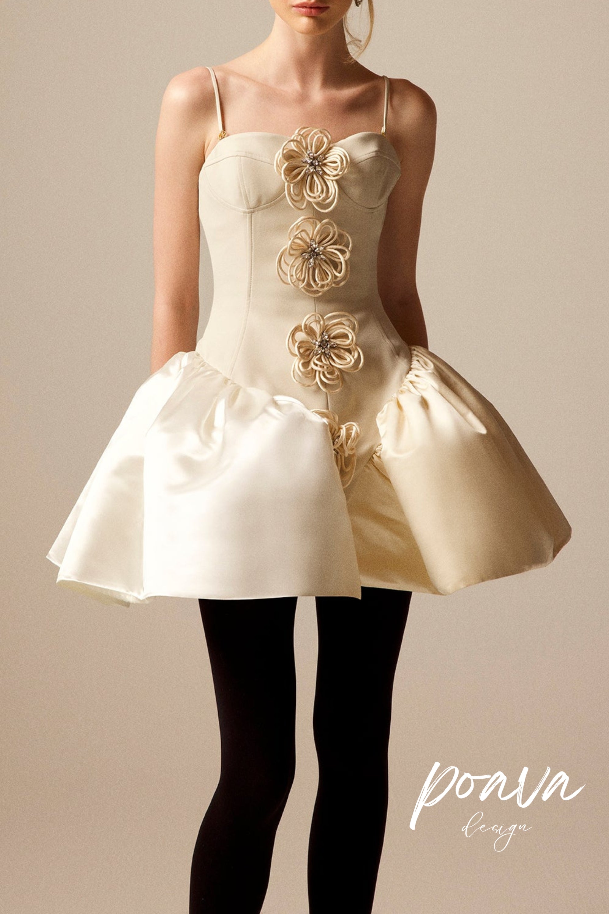 Flowering Girl Women Flora Cyclone Embellished Knit-Satin Bustier Mini Dress