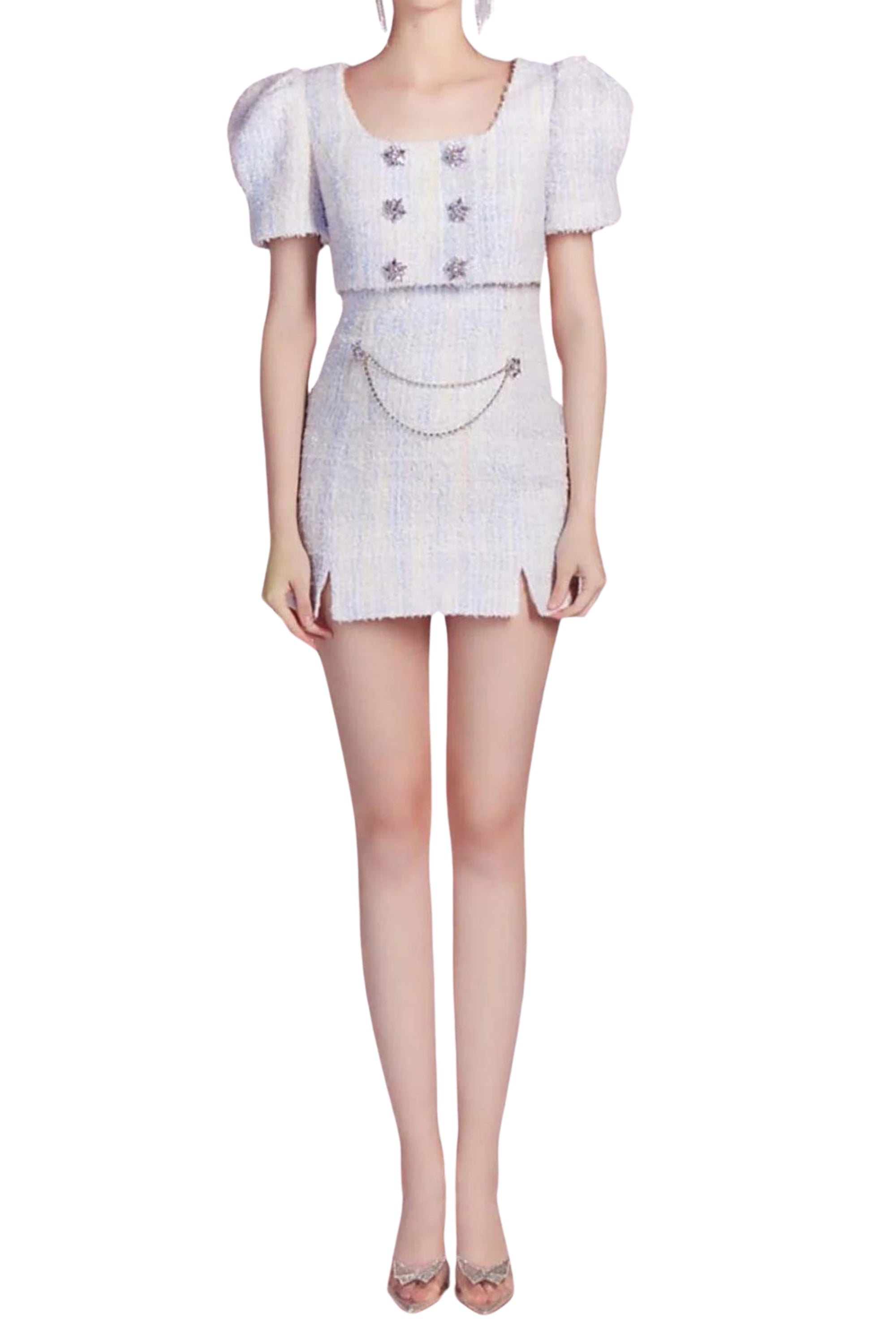 Flowering Girl Women Crystal Embellished Two Piece In Lilac