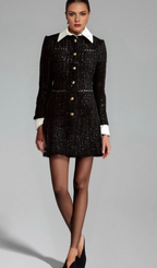 Flowering Girl Women Audrey black sequin panelled tweed mini dress